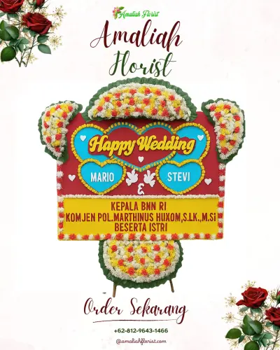 Karangan Papan Bunga Pernikahan di Mustikajaya